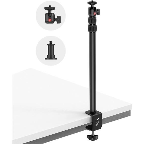 Camera Desk Mount Table Stand 13"-35" w/ 1/4" Ball Head, Adjustable Light Stand - Picture 1 of 7